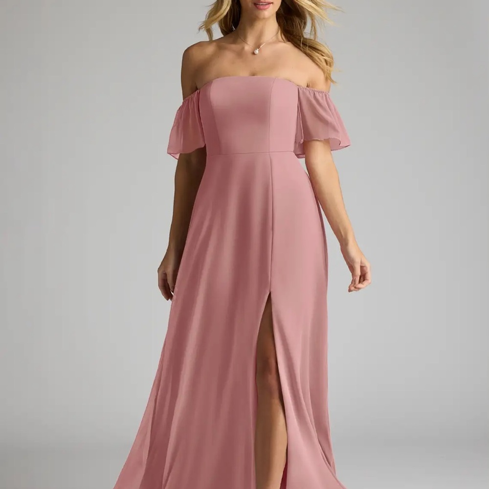 Off-Shoulder Dusty Rose Bridesmaid/Prom Dress - Picture 3 of 4